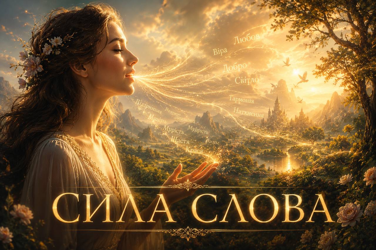 Жінка, з вуст якої словами світла ллються Любов, Віра, Добро, Світло — Сила Слова